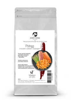 Senior pstrąg z łososiem ,batatami i szparagami dla starszych\otyłych psów DOBRA KARMA GFC 2/6/12kg