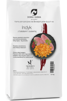 Indyk z batatami i żurawiną dorosłe psy dużych ras DOBRA KARMA GFZ 2/6/12kg