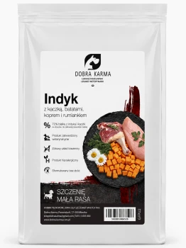 Indyk z kaczką 60% karma bez zbóż dla szczeniąt małe rasy 6kg