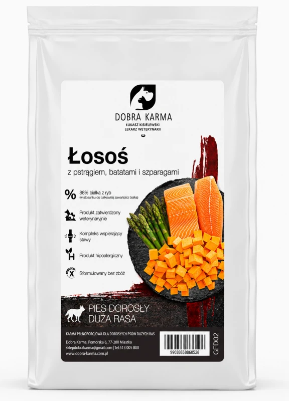 Łosoś z pstrągiem psy dorosłe dużych ras DOBRA KARMA JGS