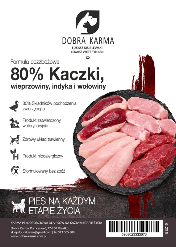 Dobra Karma 80% Kaczki, Wieprzowiny, Indyka i Wołowiny