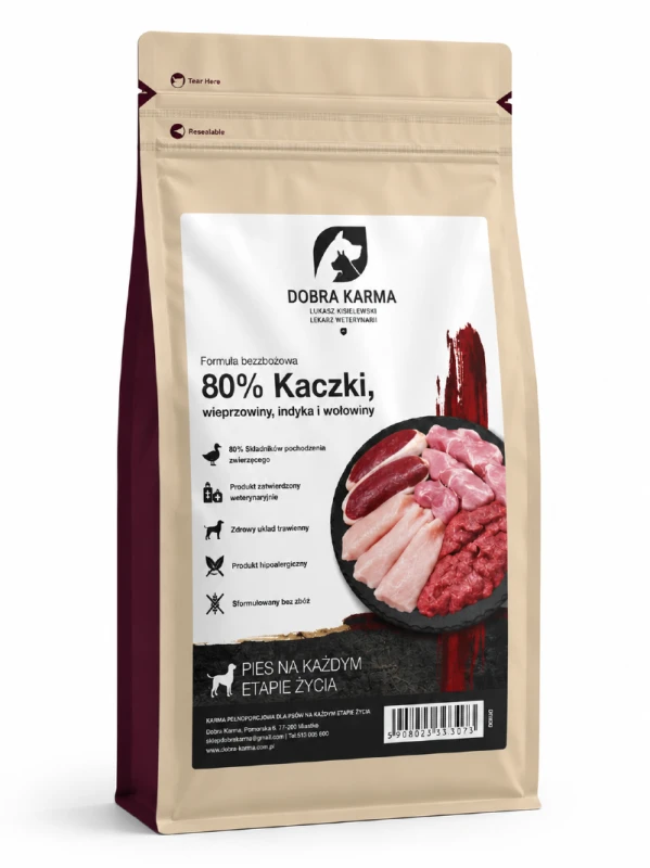 Dobra Karma 80% Kaczki, Wieprzowiny, Indyka i Wołowiny