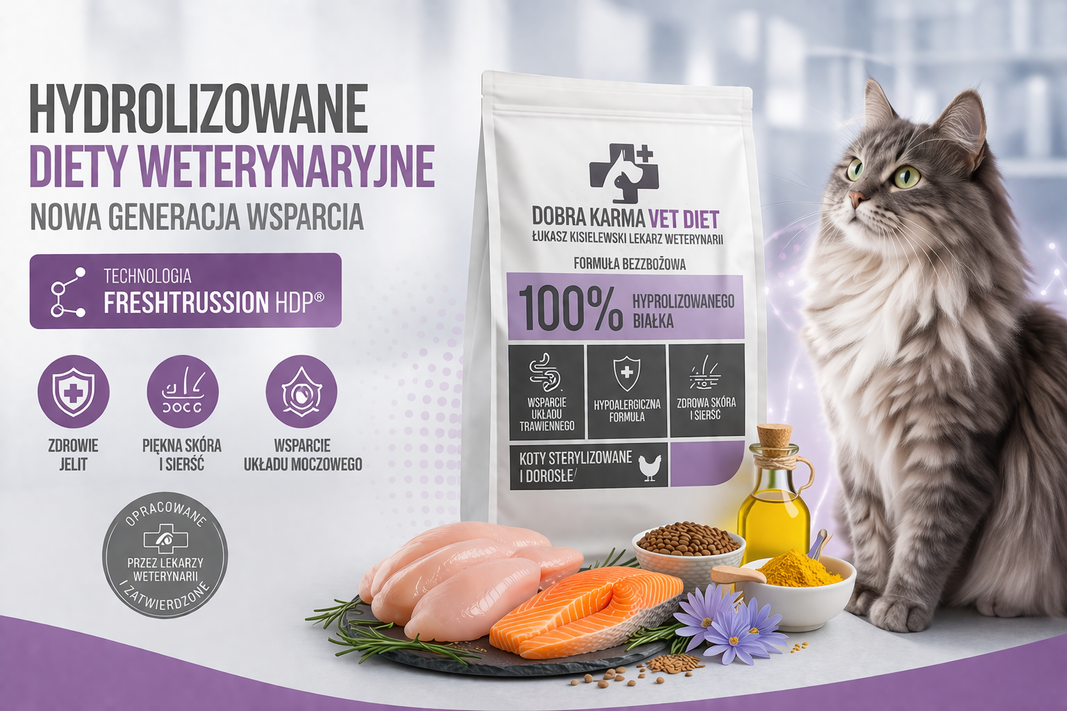 Hydrolizowane diety weterynaryjne dla kotów